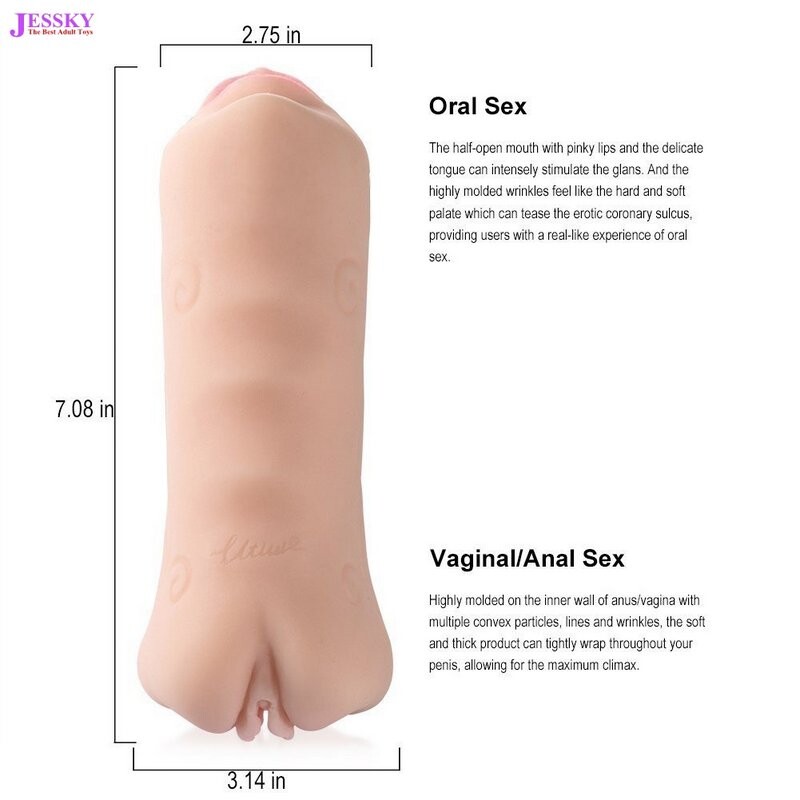 Masturbador Moldado Realístico 3D 3 em 1 para Sexo Vaginal, Anal e Oral para Masturbação Masculina