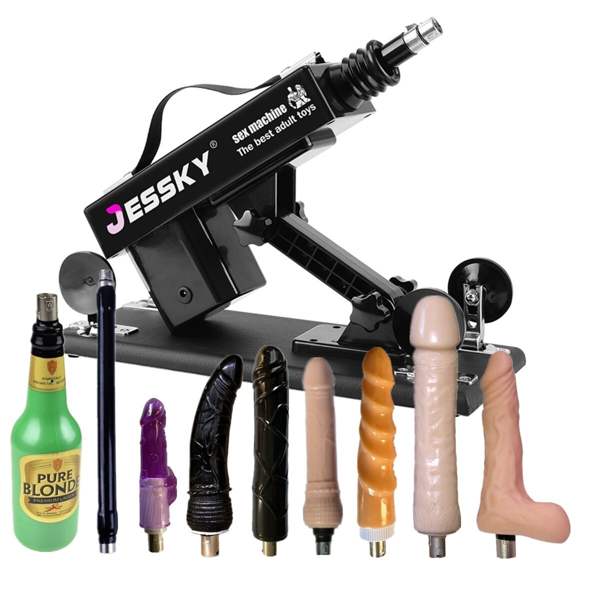 Machine à sexe Jessky avec 8 pièces de rechange pour gode.